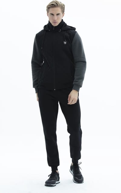 SCR. Aday - Heren Jas - Outdoorjas Gevoerd - Met afneembare capuchon - Zwart - Maat L