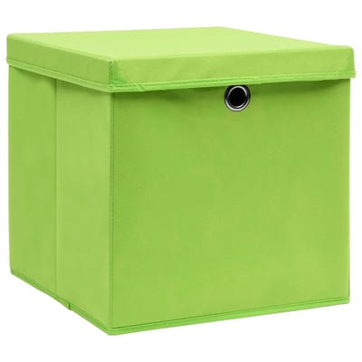 vidaXL - Opbergboxen - met - deksel - 4 - st - 28x28x28 - cm - groen