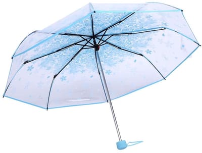 Dailygoods- Regenparaplu Transparant - Opvouwbaar - Kersenbloesem Patroon - Handmatig Open Type - Sterk Aluminium Handvat - Duurzaam Materiaal - Paraplu