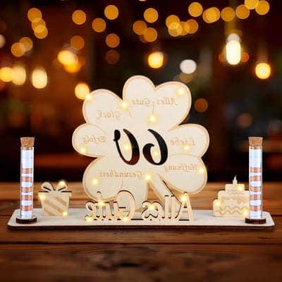 60 Geld Cadeaus voor Verjaardagen, Verjaardagsdecoratie met LED, Geluksdecoratie voor Feestjes en Jubilea