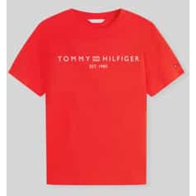 Tommy Hilfiger Regular Corp Logo C-neck Fire Red Maat: S | Tops Outlet | Dames | Rood