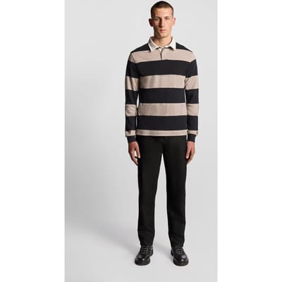 Lyle & Scott Striped Rugby Polo Shirt Jet Black/white Heather Taglia: S | Polo Outlet | Uomo | Nero