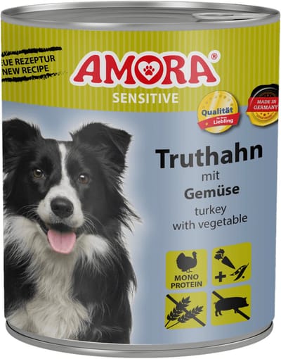 AMORA Dog Sensitive 6x800g - Kalkoen & Groenten