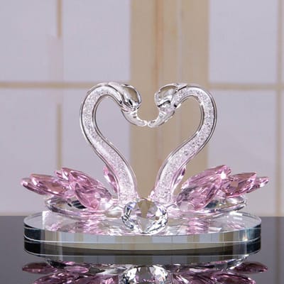 Kristallen Zwanen Ornament Glazen Figuur Papiergewicht Handwerk Creatieve Zwaan Glazen Figuren Woonkamer Bureau Decoraties gray