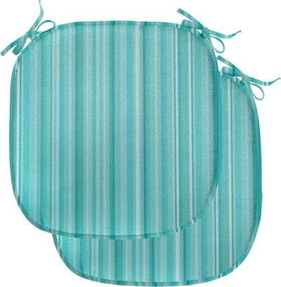 New Bed Aqua Oceanisch Geïnspireerde Blauwe Lijnen Stoelkussen Set van 2, Anti-Slip Zitting Pad, 40 cm x 40 cm