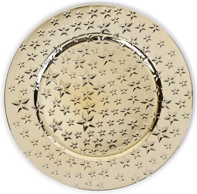 Inge Christmas Goods Kaarsenbord - goud - met sterren - D33 cm - Kaarsenonderzetter - plateau
