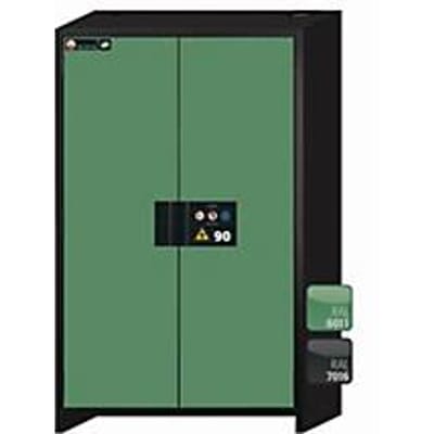 Veiligheidskast type 90 asecos Q-CLASSIC-90, scharnierende deuren, reseda groen front, B 1193 x D 615 x H 1953 mm