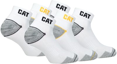 Caterpillar 6 Paar Korte Werksokken Heren, Enkelhoogte - Versterkt op Hiel en Teen - Katoen Wit, 39-42