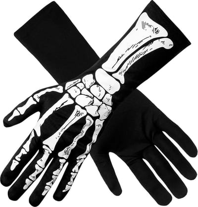 Boland - Paar handschoenen Bones Zwart - Volwassenen - Unisex - Skelet - Halloween accessoire - Horror