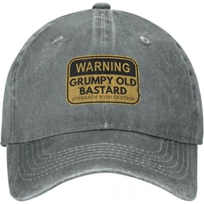 Waarschuwing Knorrige Oude Bastard Benader Mannen Vrouwen Baseballpetten Grappig Voorzichtigheid Verweerd Gewassen Buiten Verstelbare Pasvorm Snapback Pet Adjustable gray