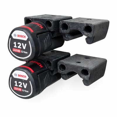 Accu Houder Wandmontage Geschikt voor Bosch 12V Accu – Set van 2 – 3D Geprinte Battery Holder – Accu Organizer