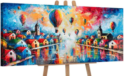 Canvas schilderij panoramisch 115x50 handgeschilderd hemelse verten hemel natuur – YS-Art Gallery – Luchtige wanddecoratie voor woonkamer – Modern schilderij voor hal