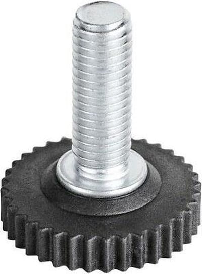 Stelvoet zwart rond Ø 3 cm en hoogte 1 cm van kunststof (M10) - Set van 4 stuks