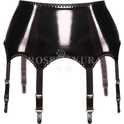 Jupon sexy en cuir PU PVC pour femmes avec jarretelles pour bas, boucle arrière à trois rangées, ceinture porte-jarretelles, lingerie sexy, cosplay, sous-vêtements brillants à l'huile One Size black