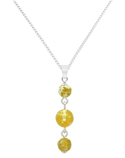 ARLIZI 2240 Ketting geel vuuragaat kralen hanger - sterling zilver - 46 cm