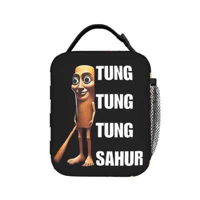 Tung Tung Tung Sahur Sacs à déjeuner isothermes Sacs isothermes Réutilisables, Contenant repas Meme Grand sac fourre-tout Boîte à lunch Pochette Bento One Size