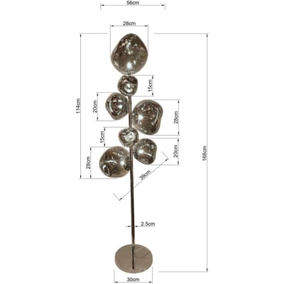 KARE vloerlamp Burbuja. zilver, glas, 168 cm, 7-lamps.