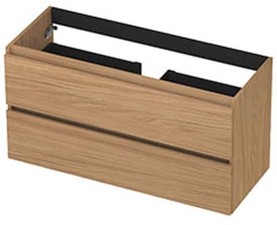 INK - Onderkast 2 Laden Greeploos met Houten Keerlijst - 1000x400x520 Mm - Blank Eiken