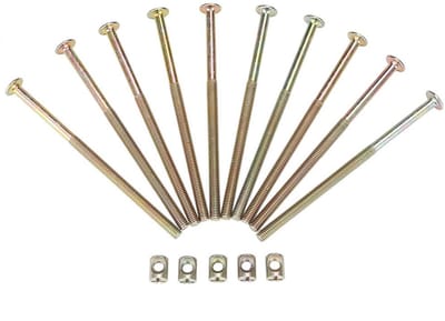 Dailygoods- Meubelschroeven 10 Stuks - 120mm Boutlengte - 6mm Draaddiameter - Koolstofstaal - Schroeven met Moeren - Hoogwaardige Kwaliteit - Meubelbouten