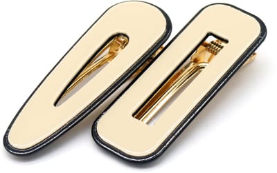 Haarsoires Haarspeld Duckklemmen 7cm – Open Vorm – Creme Zwart – Set van 2 - Haarclip - Haarklem - Makkelijk in Gebruik - Sterke Haarclip voor Styling & Dagelijks Gebruik - Hair Clip - Decoratieve Haaraccessoire