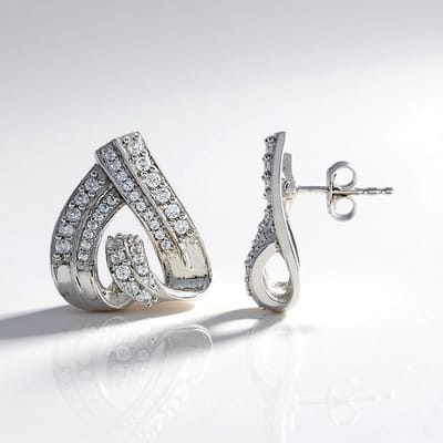 Cavill - 925 Sterling Zilver Oorbellen Geplatineerd - Cambodjaanse Zirkonia 1,306 ct Rond Slijpsel - Elegante Monosono Collectie 19 mm