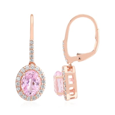 Cavill - Zilveren Oorbellen met Roségoud Verguld - 3,319 ct Ovale Kunziet & 0,764 ct Zirkonia - Stijlvolle Elegante Oorbellen Vrouwen