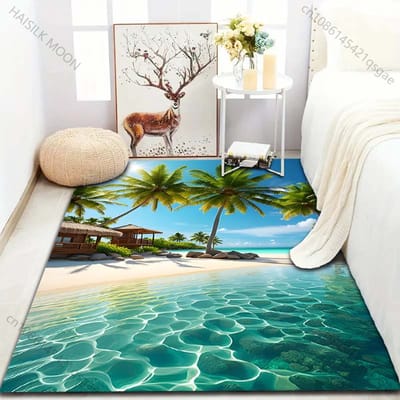 17 Stijlen Zomer Strand Kokospalmen Print Tapijt voor Woonkamer Slaapkamer Bank Deurmat Huisdecoratie Vloerkleed Antislip Vloermat 40x60cm (16x24in)
