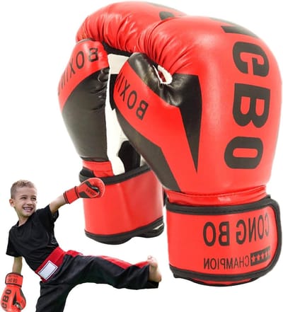 Kinder Bokshandschoenen - Juniors Vechtsport Handschoenen - Bokszak Training - Ergonomische Pasvorm - 6 Ounces - Rood