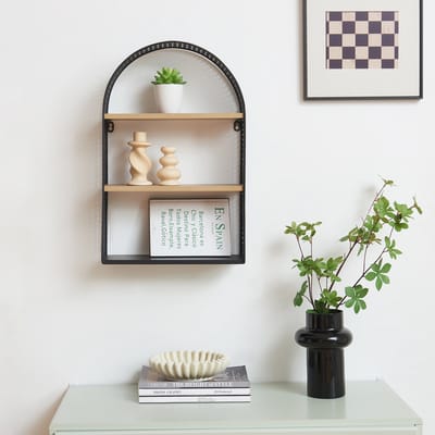 Wandrek Jäller met 3 planken 53x35x14 cm zwart en houtkleurig [en.casa]
