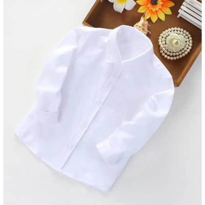Chemise blanche pour enfants Uniforme scolaire d'été à manches longues pour garçons Chemise blanche pour filles Robe de spectacle pour garçons 170 blanc