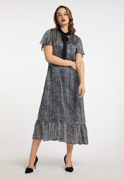 Faina Midi-jurk met luipaardprint naemi Dames grijs