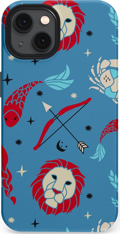 Casetastic hoesje geschikt voor Apple iPhone 13 - MagSafe - Dubbellaagse bescherming - Zodiac in verbinding - Fashion Case - Petrol Bordeaux Grijs