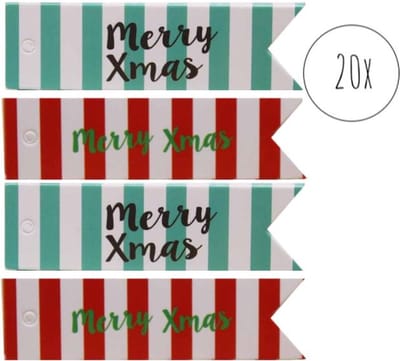 Kerstcadeau Naam Labels - Cadeaulabels - Kerstmis Kado Gift Tags - Merry Xmas - 20 Stuks