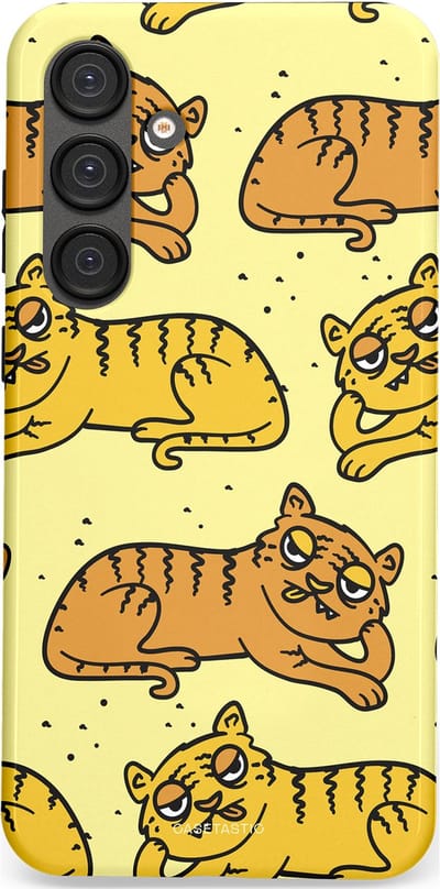 Casetastic hoesje geschikt voor Samsung Galaxy S25 Plus - Dubbellaagse bescherming - Tijger dromen - Fashion Case - Crème Goud Olijfgroen