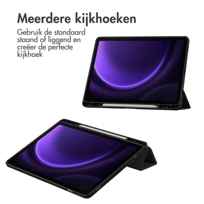 imoshion Tablet Hoes - Geschikt voor Samsung Galaxy Tab S9 11.0 inch / Galaxy Tab S10 FE / Galaxy Tab S10 Lite / Galaxy Tab S9 11.0 inch FE - Trifold Hardcase Bookcase - Zwart