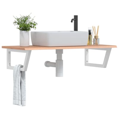 vidaXL - Badkamer - wandschap - staal - en - massief - eikenhout