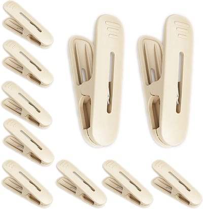 Winddichte Was Knijpers - Strandhanddoek Clips - Kleding Drogen - Versterkte Clipstructuur - 10 Stuks - Romig