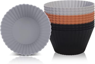 Grote Herbruikbare Cupcakevormen van Silicoon, 12 Stuks, Antiaanbak Muffin Mallen, Ideaal voor Taarten en Airfryer Gebruik