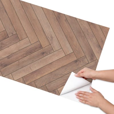 Coloray Meubel Wrap Folie - Bruin Meubelfolie - 65x130 cm - Plakfolie Meubels Houten visgraatmotief - Decoratiefolie Zelfklevend - Rustiek Meubelfolie - Meubelfolie Zelfklevend - Badkamer decoratie - Texturen