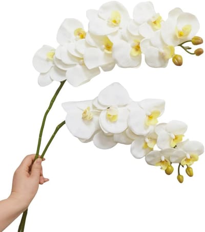 Realistische Kunst Orchidee Stengels Wit 96,5 cm - Hoge Faux Phalaenopsis Takken voor Decoratie