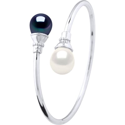 You & Me Armband Zoetwater Pearl White en Black 11-12 mm 925