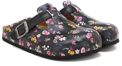 Goby – Black Blossom Dames Clogs – Vegan – Handmade – Maat 35