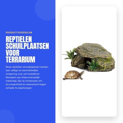 Dailygoods- Schuilplaats Duurzaam - Reptielen/Amfibieën - Terrarium Decor - Veilig Materiaal - Levendig Ontwerp - Milieuvriendelijk - Reptielengrot