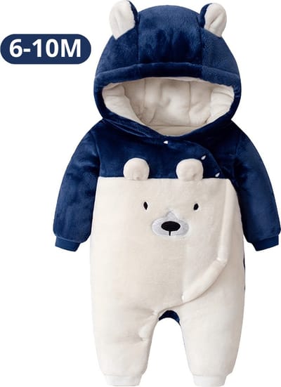 Livano Romper - Berenpakje Baby - Winterpak - Onesie - Teddy - Pakje - Jongen - Meisje - 6-9 Maanden - Blauw