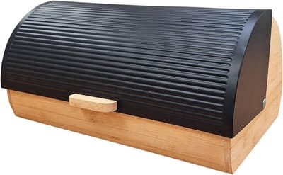 TIM® Broodtrommel - Broodtrommel met Schuifdeksel - Brood Bewaardoos - Zwart - 39cm x 27cm x 19cm