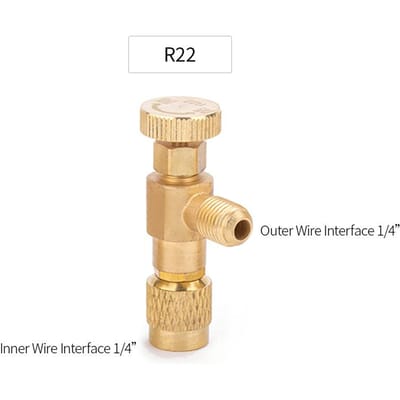 R22 koelmiddelvulklep 1/4 - 1/4  koperen stroomregelkleppen koper en fluor veiligheid for R22