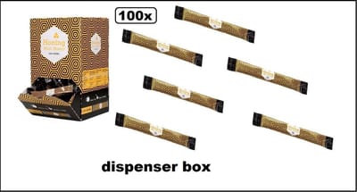 Dispenser box met 100 honing sticks - Festival evenement thee munt diner drinken honing carnaval thema feest restaurant