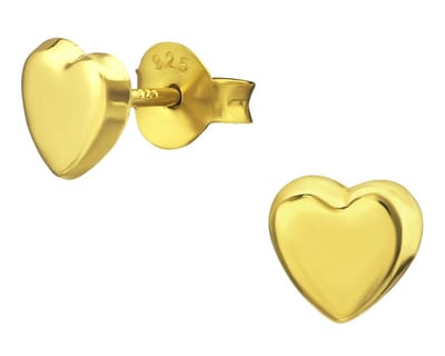 Joy|S - Zilveren hartje oorbellen - 6.5 mm - gold plated - oorknoppen