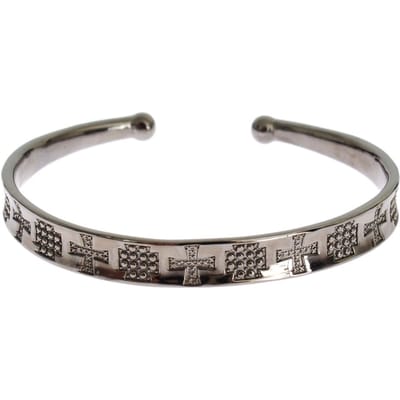 Nialaya Grijze Rhodium 925 Zilveren Bangle Armband