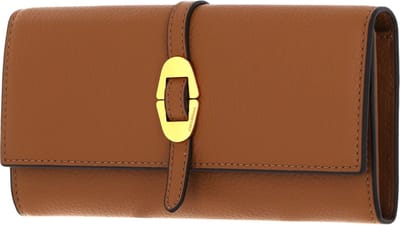 COCCINELLE Leren Portemonnee Coccinelle Cosima Wallet Grained Leather Nocciola Lichtbruin
